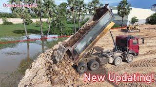 Part 04| New Updating! Filling Up The Land huge, DOZER KOMATSU D58P Working, TRAGO Dump truck 25Ton