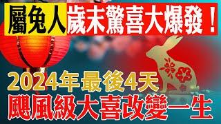 生肖兔準備大哭一場吧！2024年最後4天，颱風級大喜或將改變你的一生！2024年末驚喜大爆發！生肖兔，準備好迎接改變命運的颶風級喜悅！【佛語】#運勢 #風水 #佛教 #生肖 #佛語