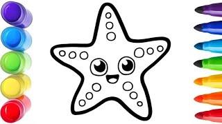 Drawing Starfish for kids/Bolalar uchun Dengiz Yulduzi rasm chizish/Рисуем Морская звезда для детей
