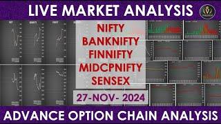 Nifty Banknifty Finnifty Midcpnifty Sensex Live analysis | Live option chain analysis