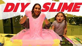 DIY GIANT HOMEMADE PINK SLIME!