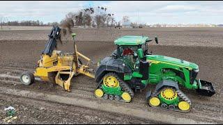 John Deere 8RX 410 Tractor pulling a Liebrecht Waterway Ditcher