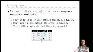 Advanced SQL — Chapter #04 — Video #22 — Arrays vs. 1NF, array semantics, array literals