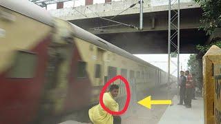 Man Enjoys Windy Dust Attack By High Speed Garib Rath Express !!!