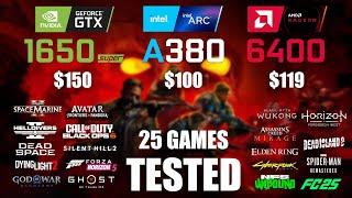 GTX 1650S 4GB vs ARC A380 6GB vs RX 6400 4GB | i5-13600K | 1080p - 25 Games Tested