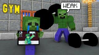 Very strong BABY ZOMBIE BODY BUILDER + ZOMBIE BAD PARENTS - MINECRAFT