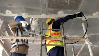 Ceiling cracks injection (1) using low viscosity Epoxy resin by Sama Tadmur Team
