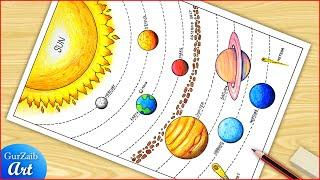 Solar System Drawing / How to Draw Solar System Easy / Solar System Planets Drawing