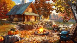 Autumn Forest with Relaxing Nature Sounds and Cozy Campfire for Sleep or Relaxation Ambience