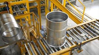 The process of mass production of drum cans。The largest and most advanced drum can factory in China