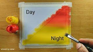 Beautiful Poster Colour / day and night painting / easy watercolor painting ideas