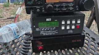 Alinco dx70 Portable backyard chair radio ham