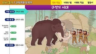 [2분 역사] 연표 애니 한국사: 구석기와 신석기 특징 | 고학년 한국사 키워드 학습 : 뗀석기, 간석기 | 초등 첫 한국사  지니스쿨 역사