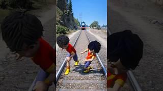 GTA V SHIVA BROTHER SAVING LITTLE SHIVA FROM THOMAS THE TRAIN COFFIN DANCE #shorts #train