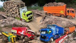 Mobil truk balak || rc truk Hino loging kayu dari hutan ,, rc dam truk fuso, Hino 500