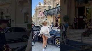 Monaco Super rich lady arrives in style#monaco #billionaires #supercars #carspotting #shorts