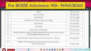 BOSSE Board 10th October 2024 Exam Date sheet released. bosse board latest examination update 2024.