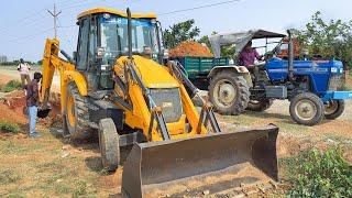 JCB 3DX Building Foundation Mud Filling and dig Loading Tractor for New Fuel Station Drainage Trench