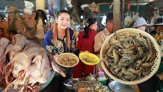 That's juicy with fresh shrimp salad, delicious duck stir fry and pig recipe | Cooking with sros