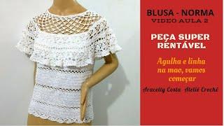 BLUSA DE CROCHE COM BABADO  VIDEO 2#ARACELLYCOSTAATELIECROCHE #BLUSADECROCHE #BLUSACOMBABADO