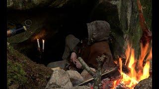 The Cave - 3 days solo bushcraft, camping in natural shelter, old school skills, minimal gear.