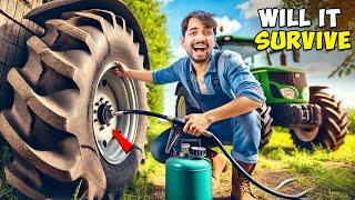 Tractor Tube Air Pressure Test -  ट्रैक्टर ट्यूब में भरी हद से ज्यादा हवा फ़िर हुआ धमाल