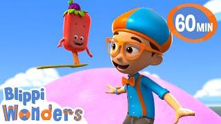 Blippi skates down the ice with Sherry Pop ! | Blippi Wonders Educational Videos for Kids