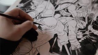 Drawing a Comic Book Cover - Teenage Mutant Ninja Turtles - Traditional to Digital Mediums