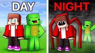 JJ Became SCARY at NIGHT in Minecraft (Maizen)