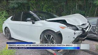 Traffic moving after major wreck on Dolly Parton Bridge