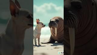 Walrus vs dog hybrid animal 2025 #wildlife#animals#walrusrider#dog#doglover#hybridanimals#dogshorts