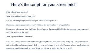 How to do a 2 minute street pitch!