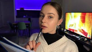 ASMR Study With Me  With Breaks|  Inaudible Whispers, Tapping, Paper Sounds, Scribbling, Lipgloss