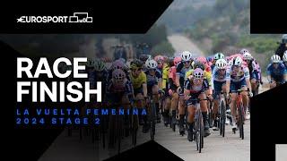  WHAT A SPRINT! | La Vuelta Femenina Stage 2 Race Finish | Eurosport Cycling