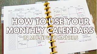 How I Use My Monthly Calendar in 6 Planners #monthlycalendar