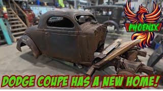 Pulling the 1935 Dodge Coupe "The Phoenix" it’s in the shop!