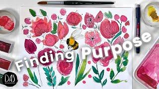 Watercolor Doodle Spring Flowers Easy for You to Paint— Finding Purpose in Life while Growing Older