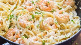 Easy Shrimp Alfredo Pasta #shorts