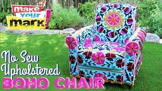 How to: No Sew Upholstered Boho Chair