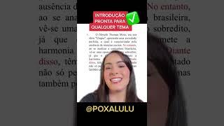 Introdução pronta para qualquer tema de redação Enem #shorts