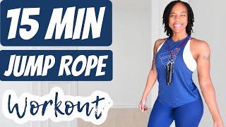 15-MIN JUMP ROPE CARDIO WEIGHTLOSS WORKOUT AT HOME + CALORIE BURNING AND FAT BURNING HIIT ROUTINE