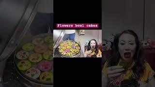 Jenny likes China street food: Flowers bowl cakes! Jenny eating show Mukbang! Chinese Asian snacks!