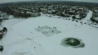 Ice hockey on the pond in Wellington, Flower Mound