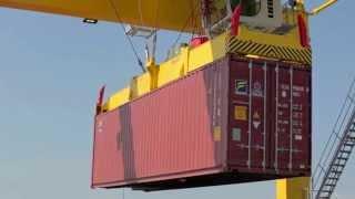 Liebherr - Rubber Tyre Ganry Cranes working at Dublin Port, Ireland