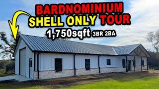 Inside 1750 sqft 3BR/2BA SHELL-ONLY #Barndominium Tour | Texas Best Construction