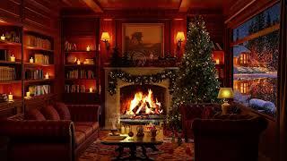 Cozy Christmas Ambience | Relax in a cozy fireplace room | Fire sounds for sleep, study, meditating