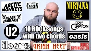 How to play 10 ROCK Songs With 2 Chords - Beginner Guitar Lesson (with tabs)