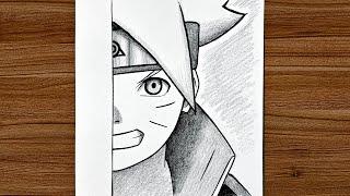 How To Draw Boruto Half Face Step By Step  | Anime Drawing Easy | Drawing Naruto