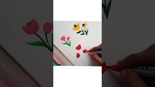 Easy way to draw red flowers ️ #shorts #art #painting #flowers #cardmakingideas