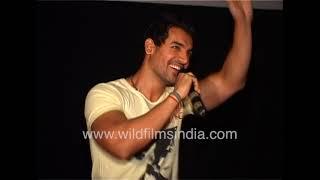 John Abraham makes a surprise visit at a theatre for 'Goal' promotion, throws footballs to fans!